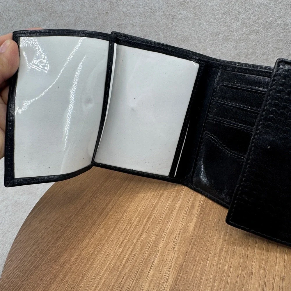 Leather Cork Trifold Wallet OS Black Tan Boho‎ Natural Eco Friendly 5x4